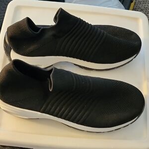 Black Knit Slip-On Sneakers with Textured Design